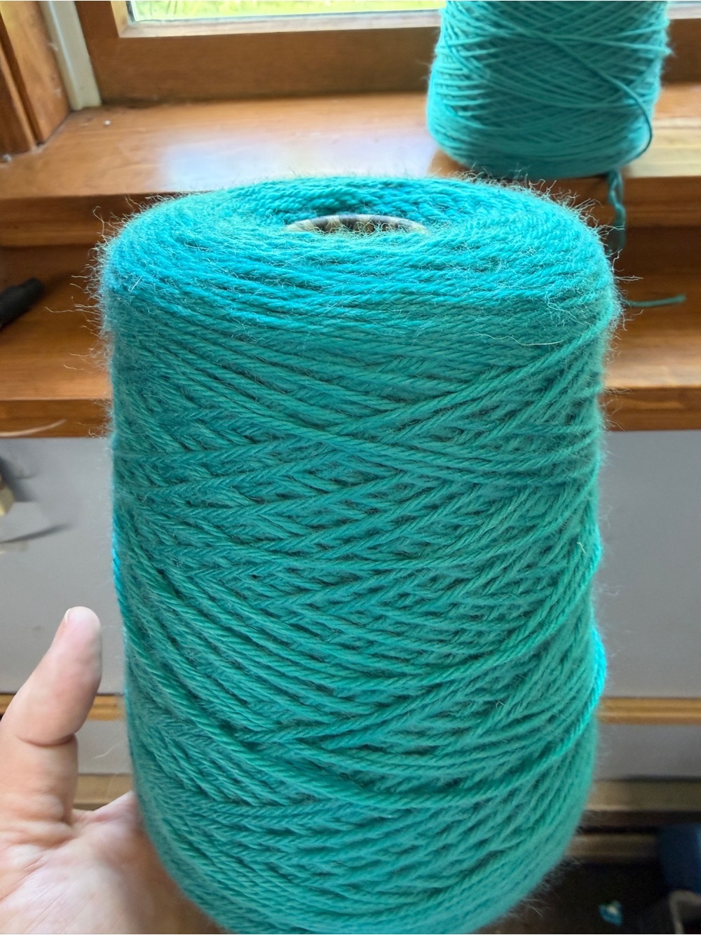 Maine Line Jagger Spun Superwash Wool 100% Yarn Cone 750 yds Teal Knit Weave - Picture 2 of 6